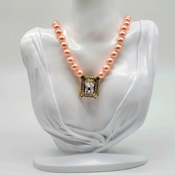Heidi Daus Choice of either Light Pink or Lavender Pearl Emerald Cut Necklace - Picture 4 of 9